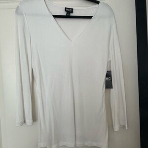INC International Concepts Women's Classic White Long Sleeve Top